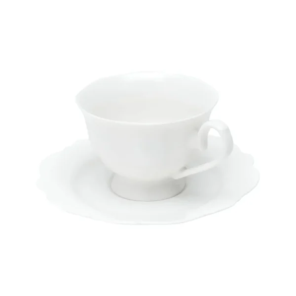 Conjunto 6 Xícaras Chá Porcelana c/ Pires Maldivas Branco