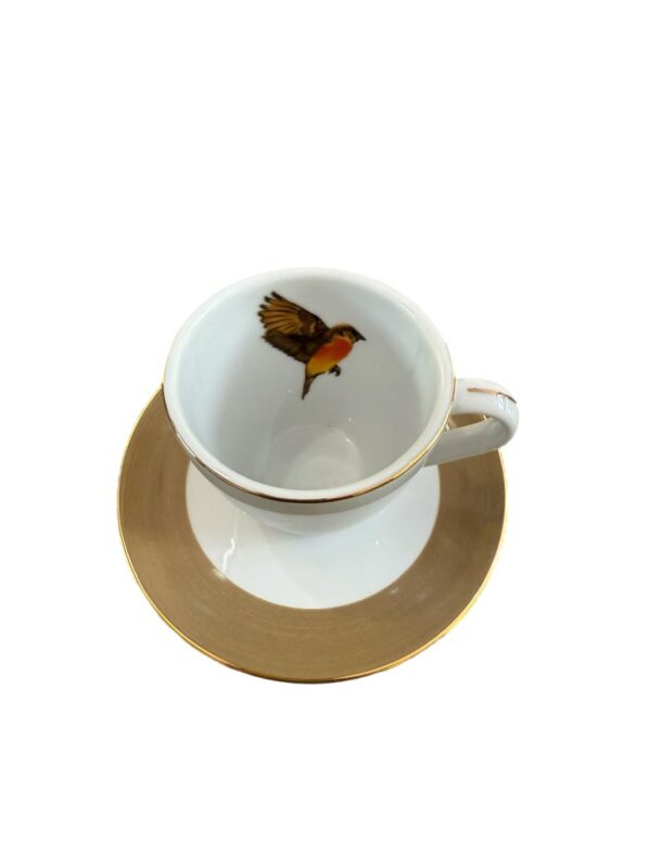 Xícara Porcelana Individual com Pires Sabiá Marrom