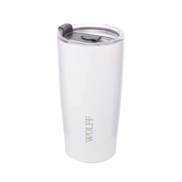 Copo Térmico de Aço Inox Parede Dupla com Tampa Branco 600ml