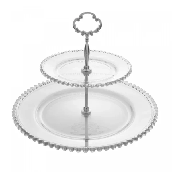 Prato Duplo para Doces de Cristal Pearl 32cm x 25cm