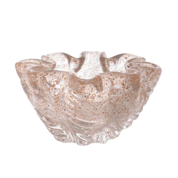 Centro de Mesa de Vidro Italy Transparente e Dourado