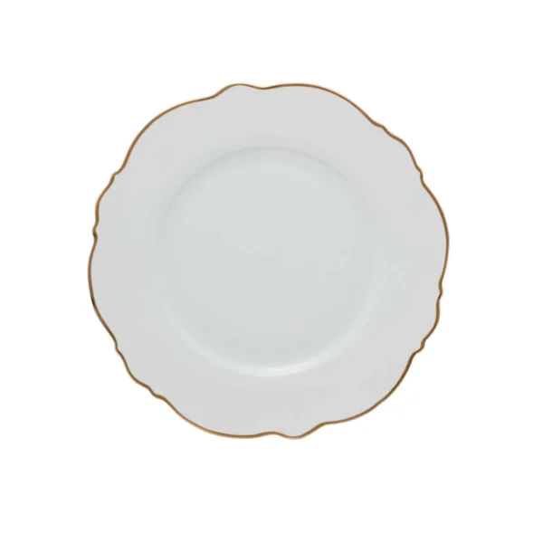 Conjunto 6 Pratos Sobremesa Porcelana Maldivas Branco C/Fio Dourado