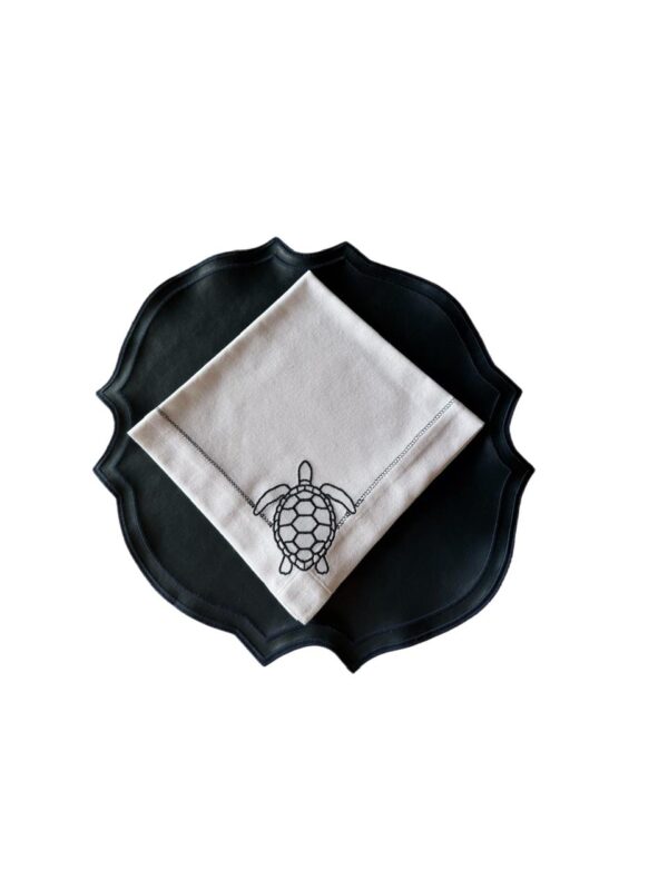 Jogo Americano Couro Marinho com Guardanapo Tartaruga