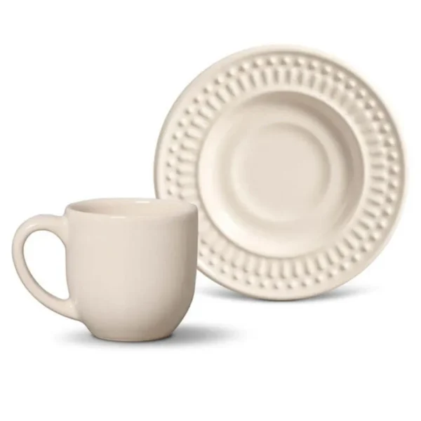 Conjunto com 6 Xícaras de café com Pires Roma Cru