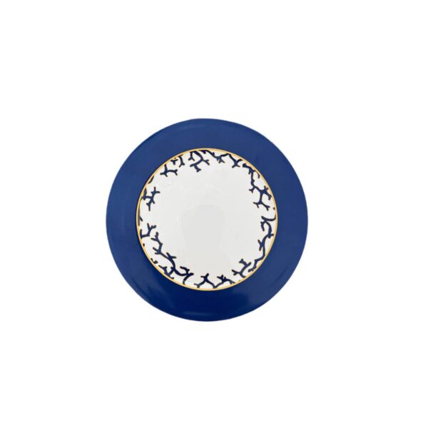 Conjunto com 6 Pratos Raso Coral Azul Dourado
