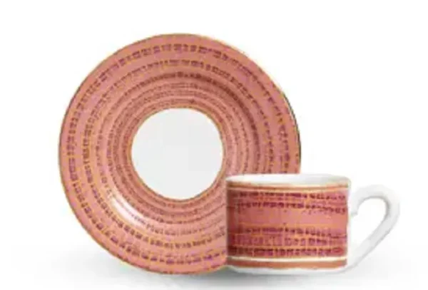 Conjunto com 6 Xícaras com Pires Geo Rosa
