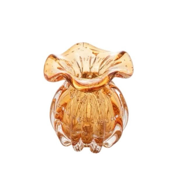 Vaso Decorativo Em Cristal De Murano Âmbar Com Bolhas Wolff