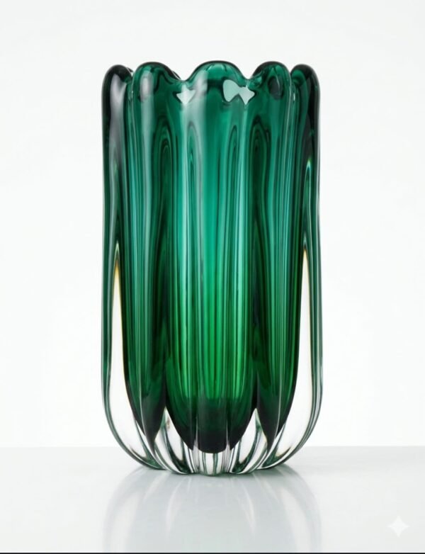 Vaso Decorativo Em Vidro Murano Verde Esmeralda