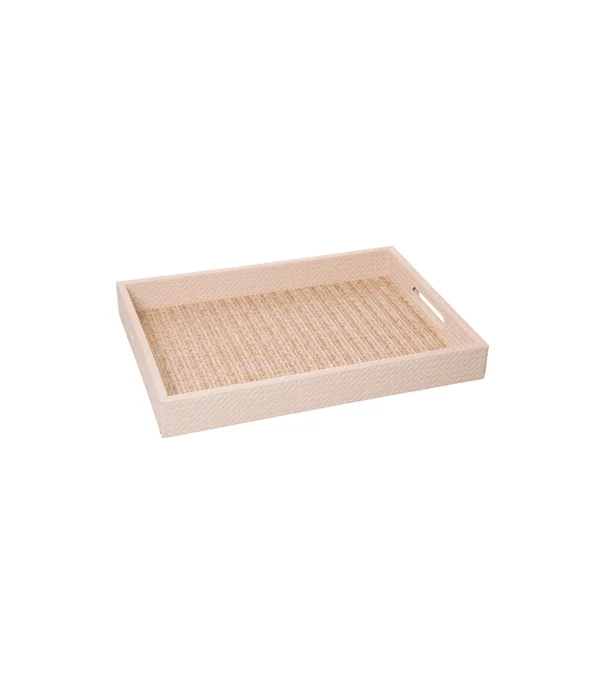 Bandeja Retangular Com Fundo De Madeira Marrom MDF 42x30x5cm