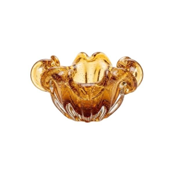 Centro De Mesa Decorativo De Vidro Murano Âmbar Italy