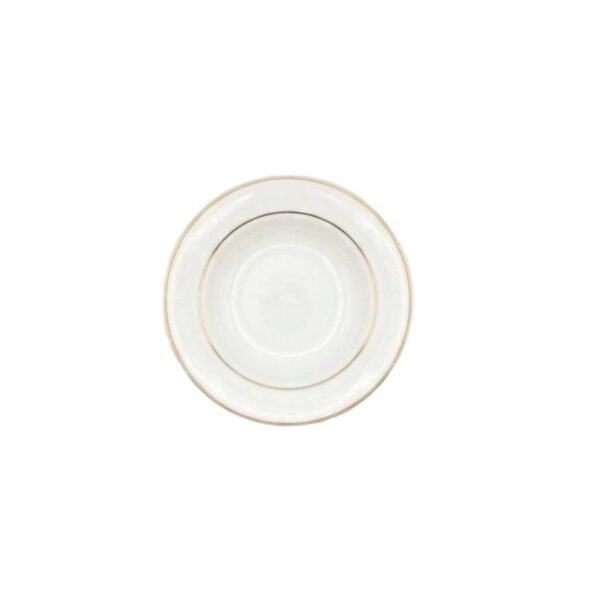 Conjunto 6 Pratos Fundos De Porcelana Com Fio De Ouro Monaco Branco