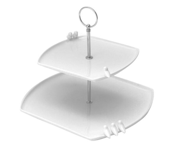 Prato Duplo De Porcelana Para Doces Birds Branco Wolff