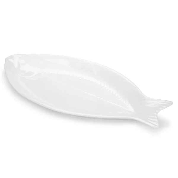 Travessa De Melamina Branca Peixe