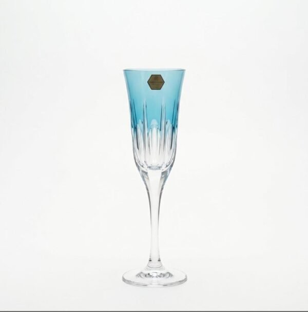 Taça De Cristal P/ Champanhe Azul Claro 180 Ml